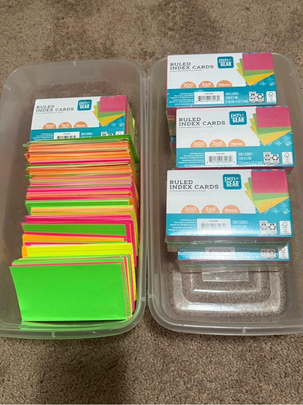 Neon Ruled Index Cards - Assorted Neon Colors